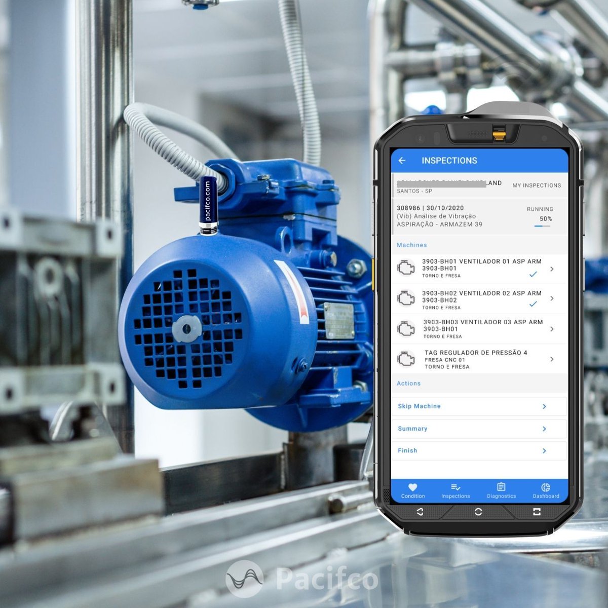 Engefaz's tweet photo. O Pacifco é a única solução capaz de integrar na mesma plataforma:

✔️ Sensor Online de Vibração e Temperatura (Wireless)
✔️ Sistema de Monitoramento Online com 8 canais cabeado (Simultâneos)
✔️ Coletor e analisador de dados de vibração 
Saiba mais em https://t.co/BdrNEL1Oc9 https://t.co/27eyu7M6Kt
