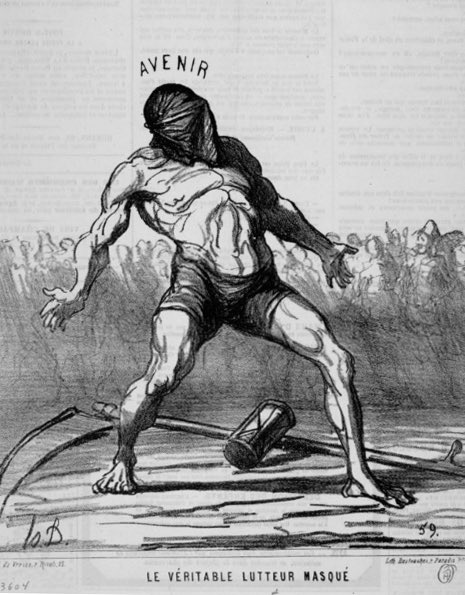 PWHistoricalS's tweet photo. The last one is actually a newspaper illustration of a masked wrestler from 1867. https://t.co/hTIGWP8gwz