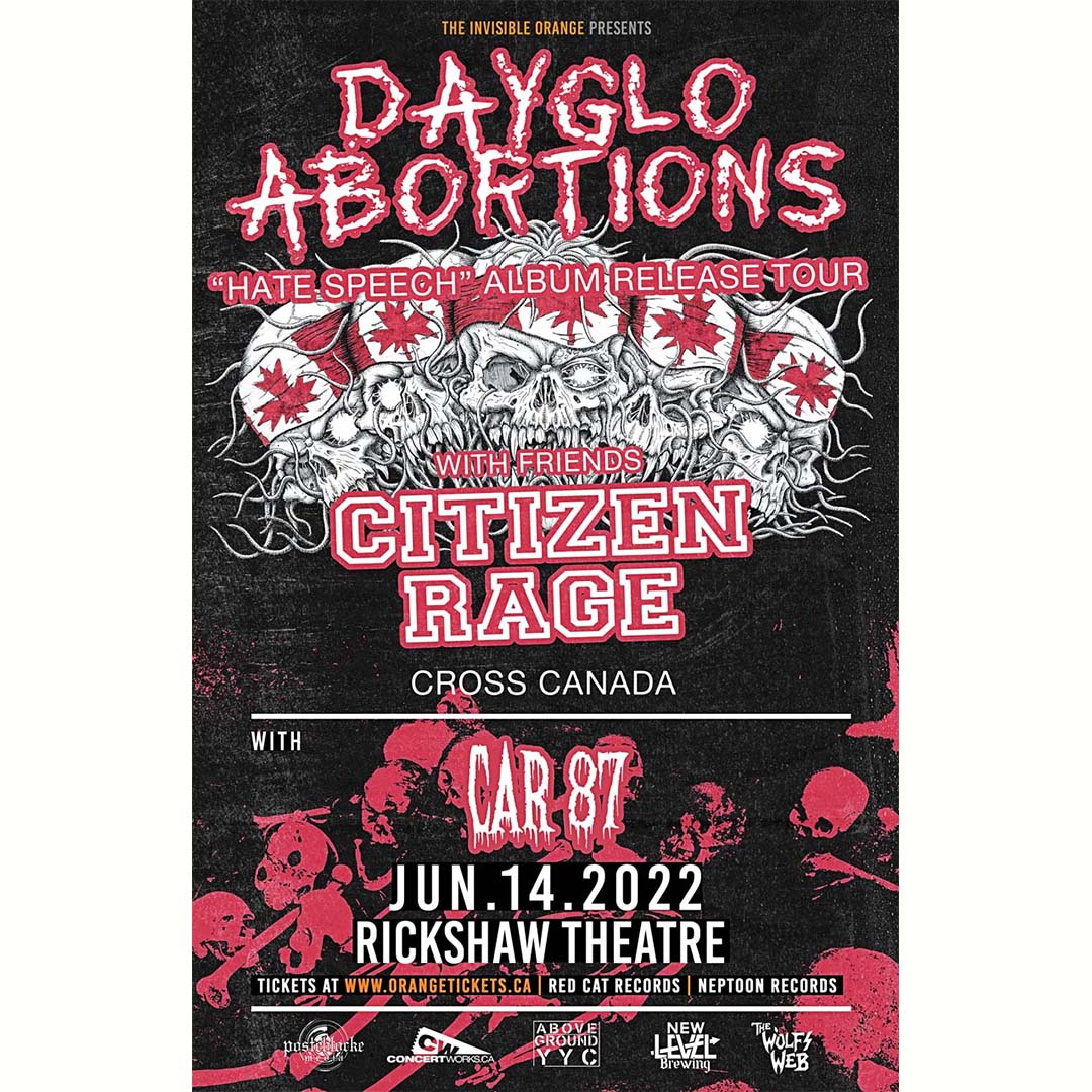 RickshawTheatre's tweet photo. 🔥 TONIGHT 🔥
Veteran Canadian punk trio #DaygloAbortions take to the Rickshaw stage! Featuring support from @CitizenRageYYC & #Car87.
DOORS: 7pm ⏰
TIX: https://t.co/SXV5wJOJO5
Tickets also available at the door. 🎟️
RSVP: https://t.co/ricGTBaMAq
Presented by @InvisiblOrange https://t.co/AwXUEwuKks