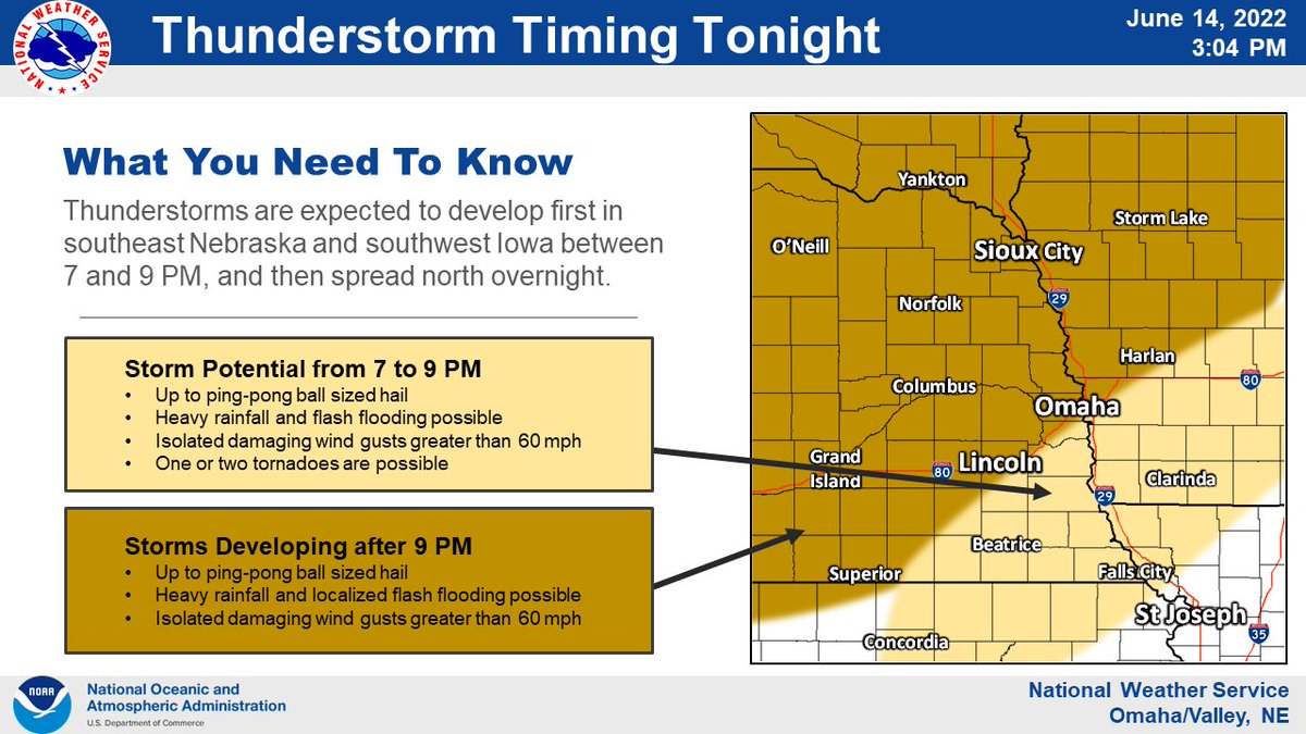 NWSOmaha's tweet photo. Severe weather still expected to develop later this evening.

All types of severe weather are possible, timing details can be found below. https://t.co/Cil3YvfcJu