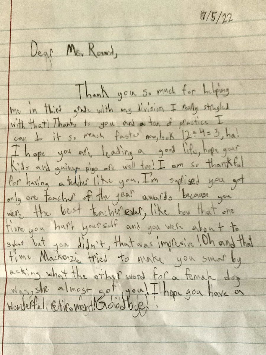 mmrownd's tweet photo. My heart is so full! I love letters from former students! Thx Maribeth ❤️❤️❤️ https://t.co/W3RXP3fDqF