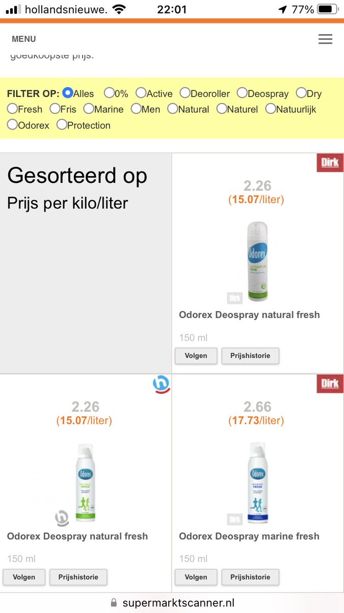 dirk_hoekstra's tweet photo. Een jaar geleden kostte Odorex nog 2,26 tot 2,66 (zonder korting).
Nu zie je overal 3,29. De inflatie is wel hoog maar niet zo hoog hè? Wij worden belazerd waar we bij staan (svp retweeten) 🙄😬 #Odorex #inflatie #koninklijkesandersbv @odorexdeo https://t.co/NsWf2VMMNf
