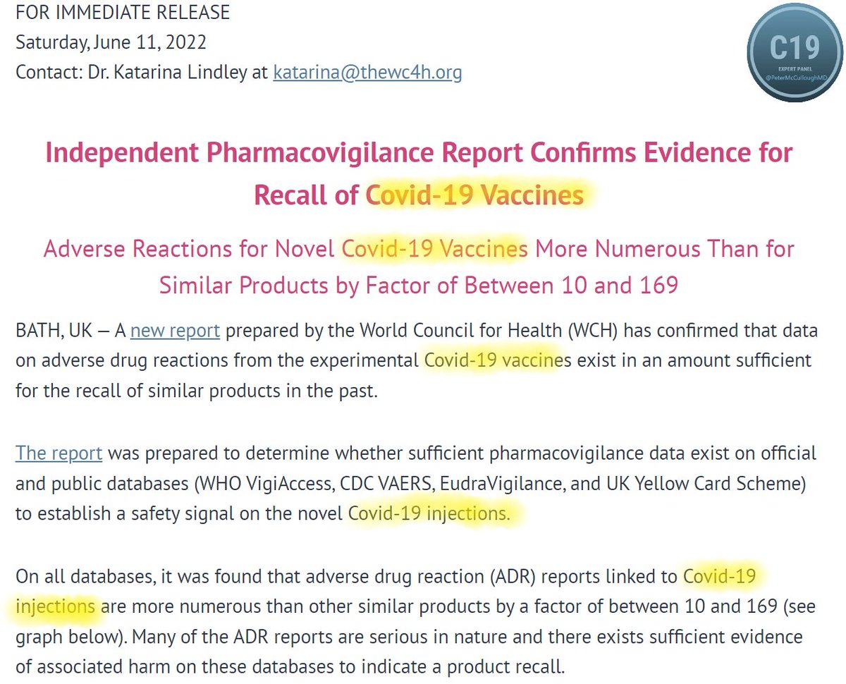 P_McCulloughMD's tweet photo. Record injuries, disabilities, and deaths are fueling continued calls for market withdrawal of the products.  First warnings came in March, 2020 and have intensified from multiple groups over the course of the campaign. @WCH_Org https://t.co/DF6Nqxa6eE