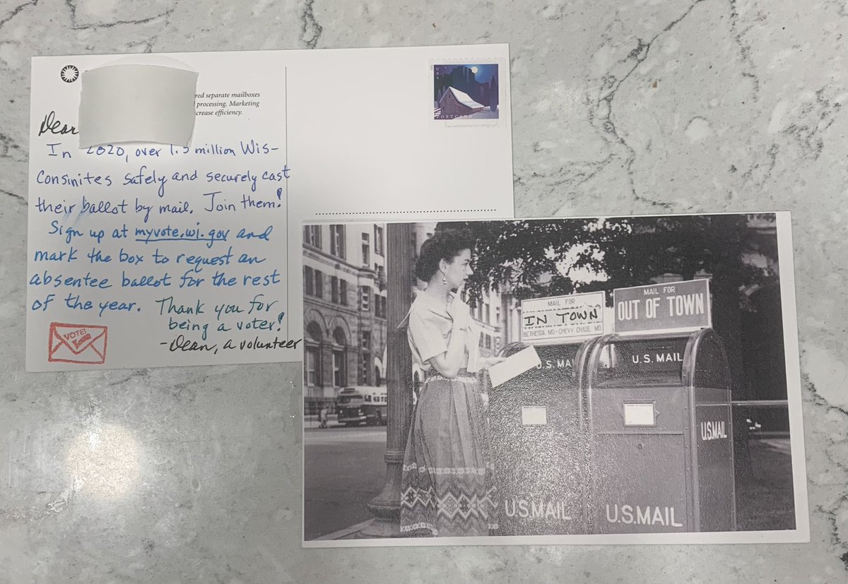 drinmd64's tweet photo. Lots of postcards went out yesterday to help Wisconsinites vote by mail! #ActivateVote https://t.co/LBaZB1sQXq