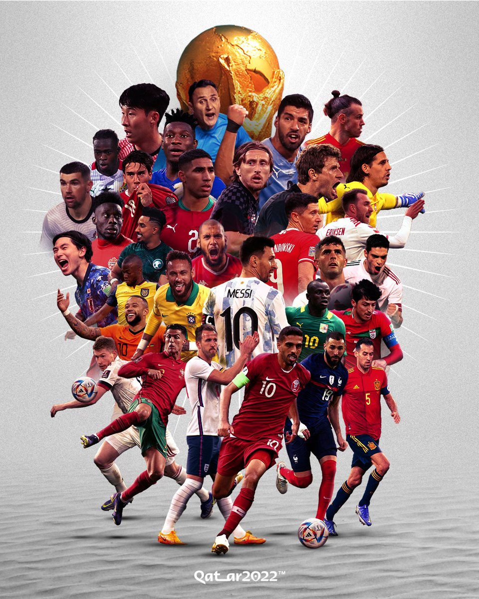 32 selecciones. 32 banderas. Muchas leyendas. Un mismo sueño: 𝗹𝗲𝘃𝗮𝗻𝘁𝗮𝗿 𝗹𝗮 𝗰𝗼𝗽𝗮. 

#Qatar2022 está cada vez más cerca 🇶🇦
