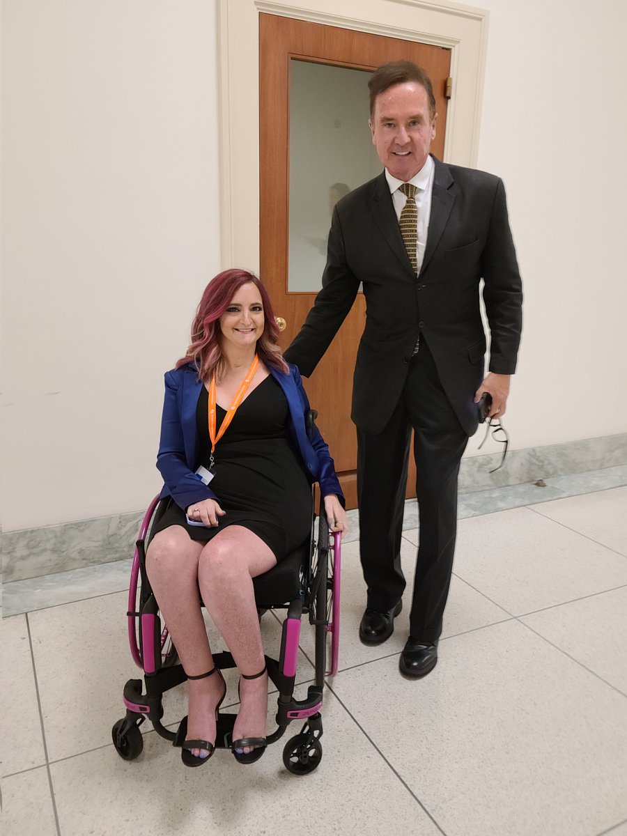 ncart1's tweet photo. At United Spinal's ROCH, Natalie Barnhard and I met with Jessica Burnell, Policy Advisor for our Congressman @RepBrianHiggins. As we were walking the halls, look who we bumped into. Thanks Congressman for your continued support for people with disabilities! #ROCH22 https://t.co/SvmN4IP6wt