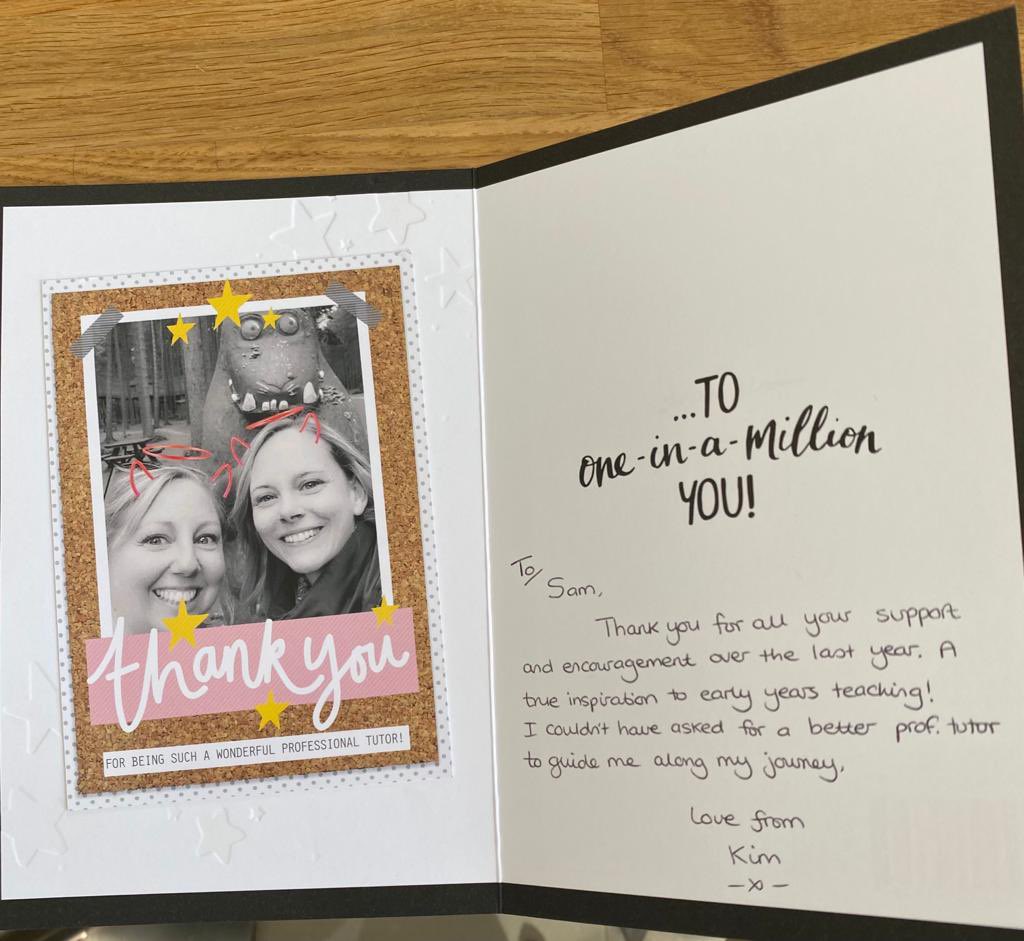 I am a very lucky as a personal tutor to train students to be the future of Early Years! Thank you <a href="/MissKDow1/">Kimberley Dow</a> My surprise and your kind words were very much appreciated ❤️