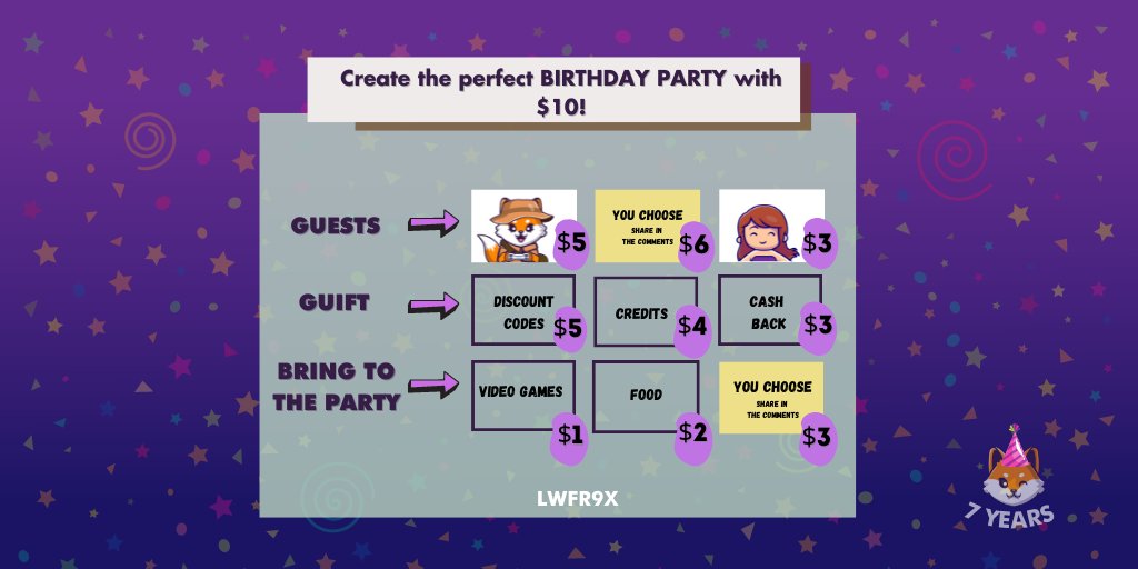 LET'S CELEBRATE AND PLAY! 🥳

Build your Birthday Party with $10 sharing your options in the comments mentioning <a href="/Gameflip/">Gameflip</a> + Profile Code 

Don't forget to share and like this Let's Play! 

Also, is that a secret code in the image? 🧐