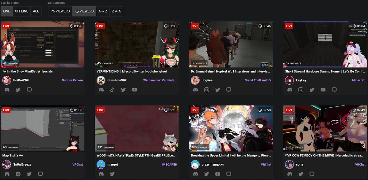 Mahcksimus's tweet photo. New updates to the Golden Gator website!
- Sort by live stream status
- Sort by view count or alphabetically
- Links to social medias below each member
https://t.co/B56b0iHu0G https://t.co/UqW35yMNko