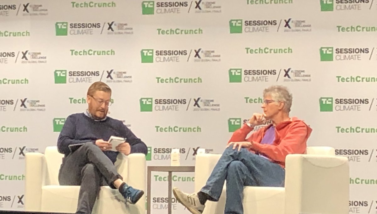 jodiolson's tweet photo. “I’ve always thought of @ImpossibleFoods as a subversive way to solve the problem” — Dr. Pat Brown on tackling climate change. #TCClimate https://t.co/wH3Ps703b0