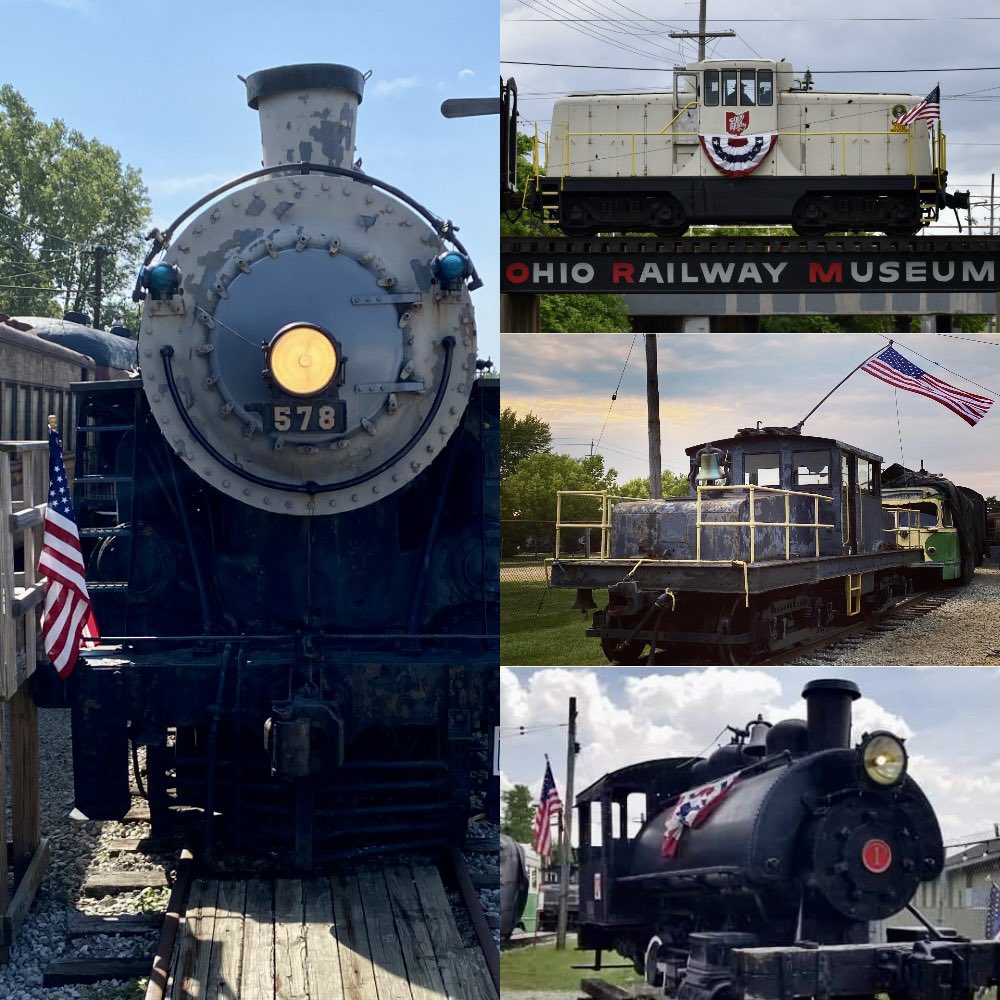 OhioRailway's tweet photo. Happy Flag Day! 🇺🇸 Many of our pieces at the museum have proudly flown Old Glory over the years. Which is your favorite? 

#flagday🇺🇸 #flagday #ohiorailwaymuseum #onlyinworthington #nw578 #usax7178 #cse2 #mcq1 #steeplecab2 #rogerthediesel #steamlocomotives #ge65tonner #oldglory https://t.co/yUu7uzfpoF