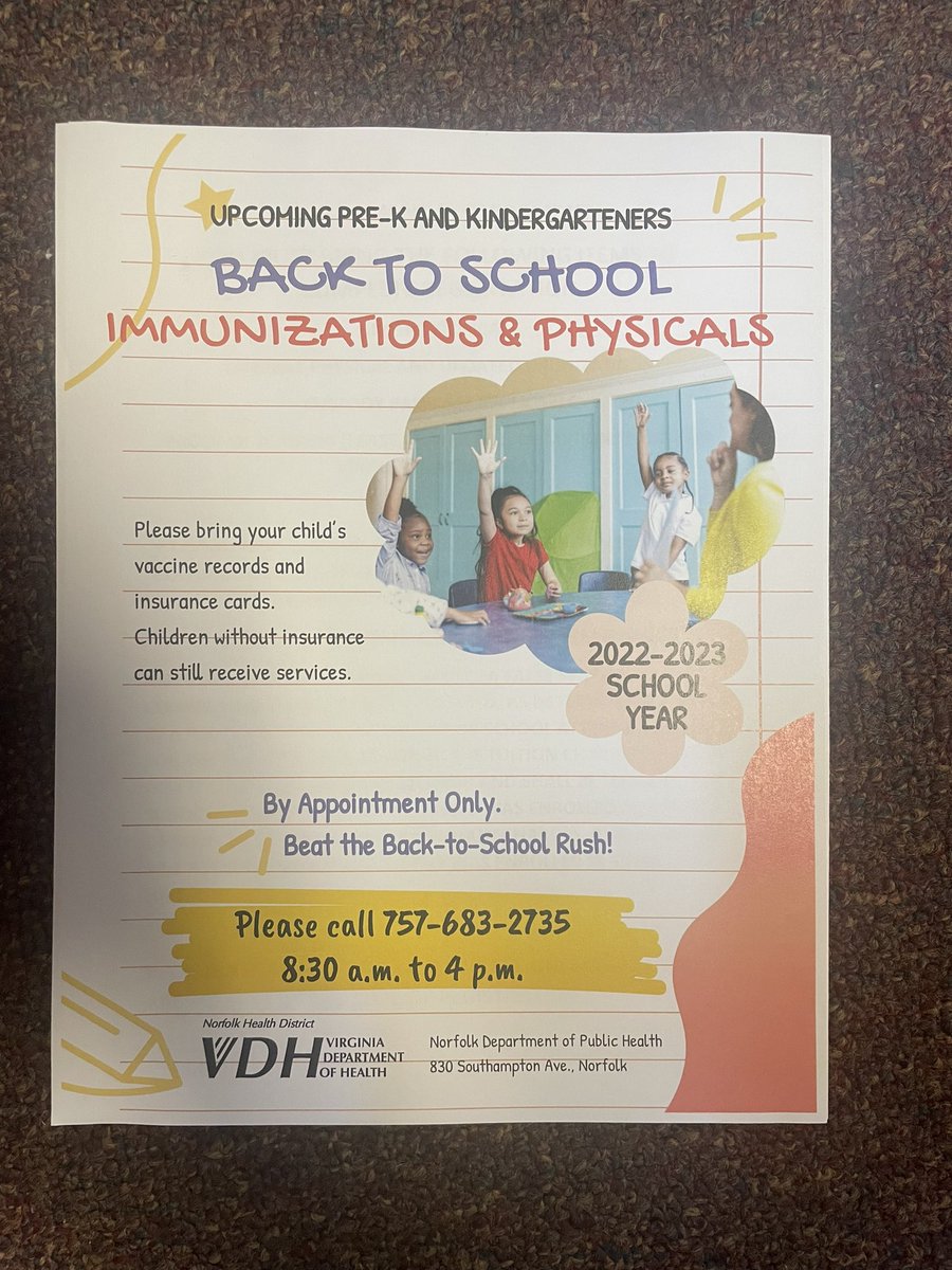 1300pandanation's tweet photo. PreK4 Parents !!! 

Scholars going to Kindergarten must complete the enrollment process. Here are the required items. 

Please contact the VDH to schedule an appointment for immunizations &amp; physicals . 

Beat the Back to School Rush !!! 🍎 https://t.co/DBXQV8H61V