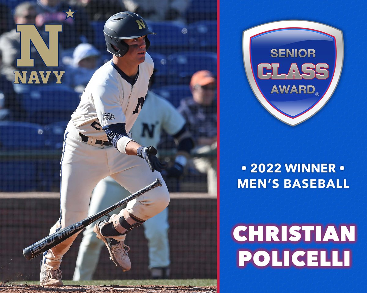 Congratulations to @NavyBaseball player Christian Policelli on winning the 2022 Senior CLASS Award for baseball! seniorclassaward.com