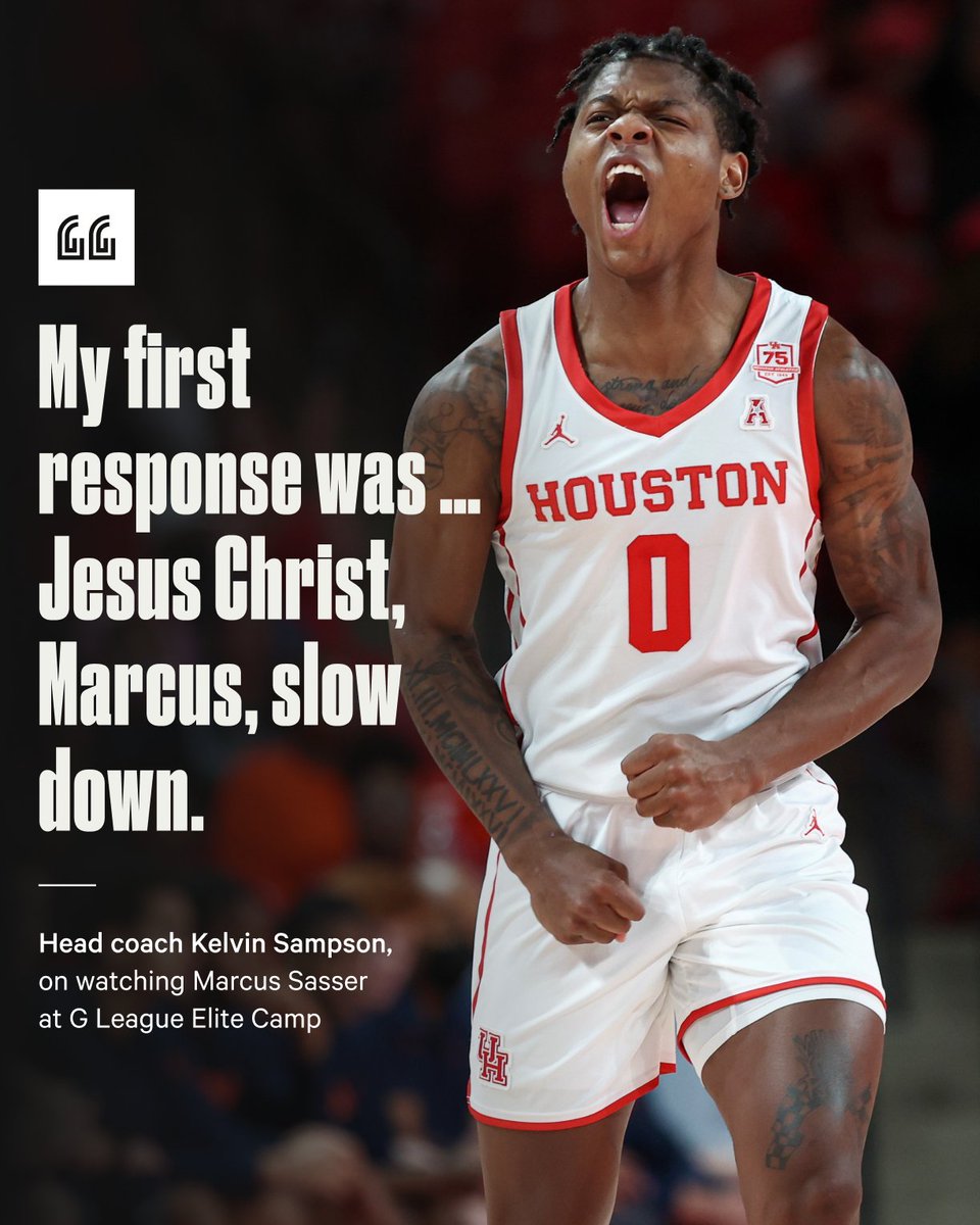 Kelvin Sampson was in attendance when Marcus Sasser put on a show in the G League Elite Camp scrimmage, earning an invite to the NBA Draft Combine.

His first response?

“Jesus Christ, Marcus, slow down.”

Exclusive with <a href="/CJMooreHoops/">CJ Moore</a>: theathletic.com/3359591/?sourc…