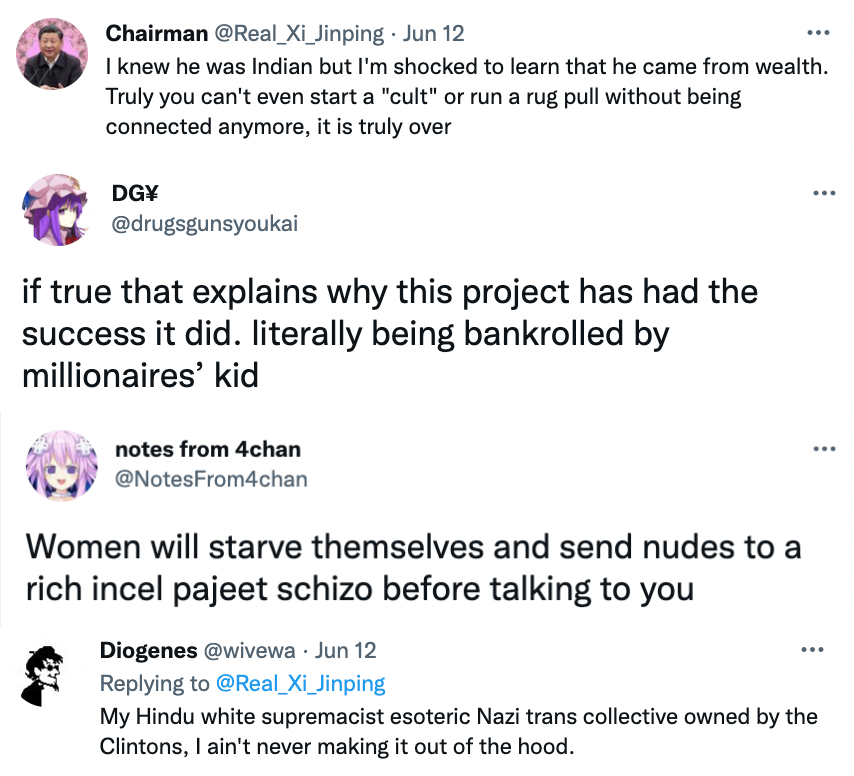 CharlotteFang77's tweet photo. im sorry but the old righties i used to punk on miya finding my dox and just getting blackpilled i come from money is the funniest thing abt all this lmao 🙆🏼‍♀️🙆🏼‍♀️ https://t.co/VMAUk8nxfq