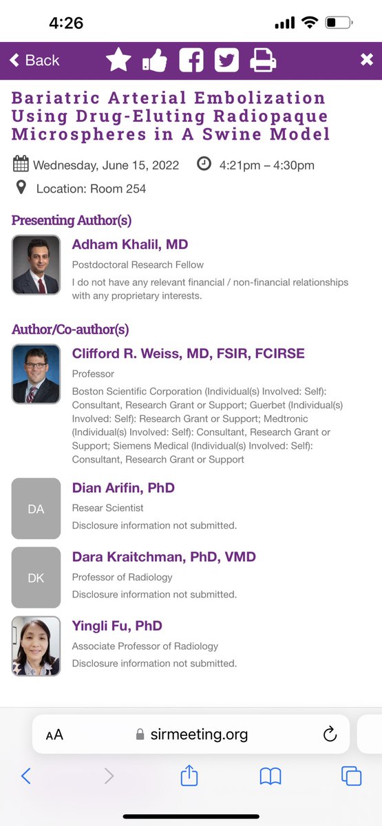 Adham Khalil (@domirad) on Twitter photo So honored and humbled to receive an #SIRFoundation resident research award for our team work on octreotide beads for bariatric embolization at #SIRBOS22. Super thankful to Yingli Fu and <a href="/DrCliffWeiss/">Clifford R Weiss, MD</a> for the opportunity and support. <a href="/SIRspecialists/">Society of Interventional Radiology</a> <a href="/Hopkins_Rad/">Johns Hopkins Radiology</a> <a href="/JohnsHopkinsIR/">Johns Hopkins IR</a> So honored and humbled to receive an #SIRFoundation resident research award for our team work on octreotide beads for bariatric embolization at #SIRBOS22. Super thankful to Yingli Fu and <a href="/DrCliffWeiss/">Clifford R Weiss, MD</a> for the opportunity and support. <a href="/SIRspecialists/">Society of Interventional Radiology</a> <a href="/Hopkins_Rad/">Johns Hopkins Radiology</a> <a href="/JohnsHopkinsIR/">Johns Hopkins IR</a>