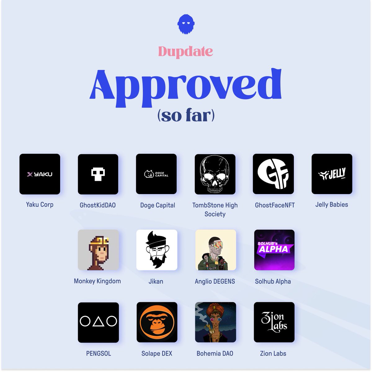 The High Society has officially been approved as one of the first DAOs to submit $DUST for <a href="/DuppiesNFT/">Duppies (rebranded to y00ts)</a> Whitelist spots.

More information on the number of spots allocated will be released once the pool is closed.

Dup Dup, Skeletons.
🪦🍃