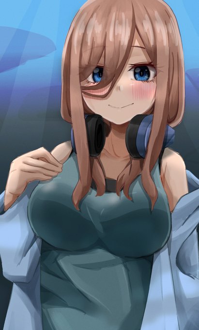 みなづき。お仕事募集中さんがTwitterに投稿した中野三玖(五等分の花嫁)のイラスト。