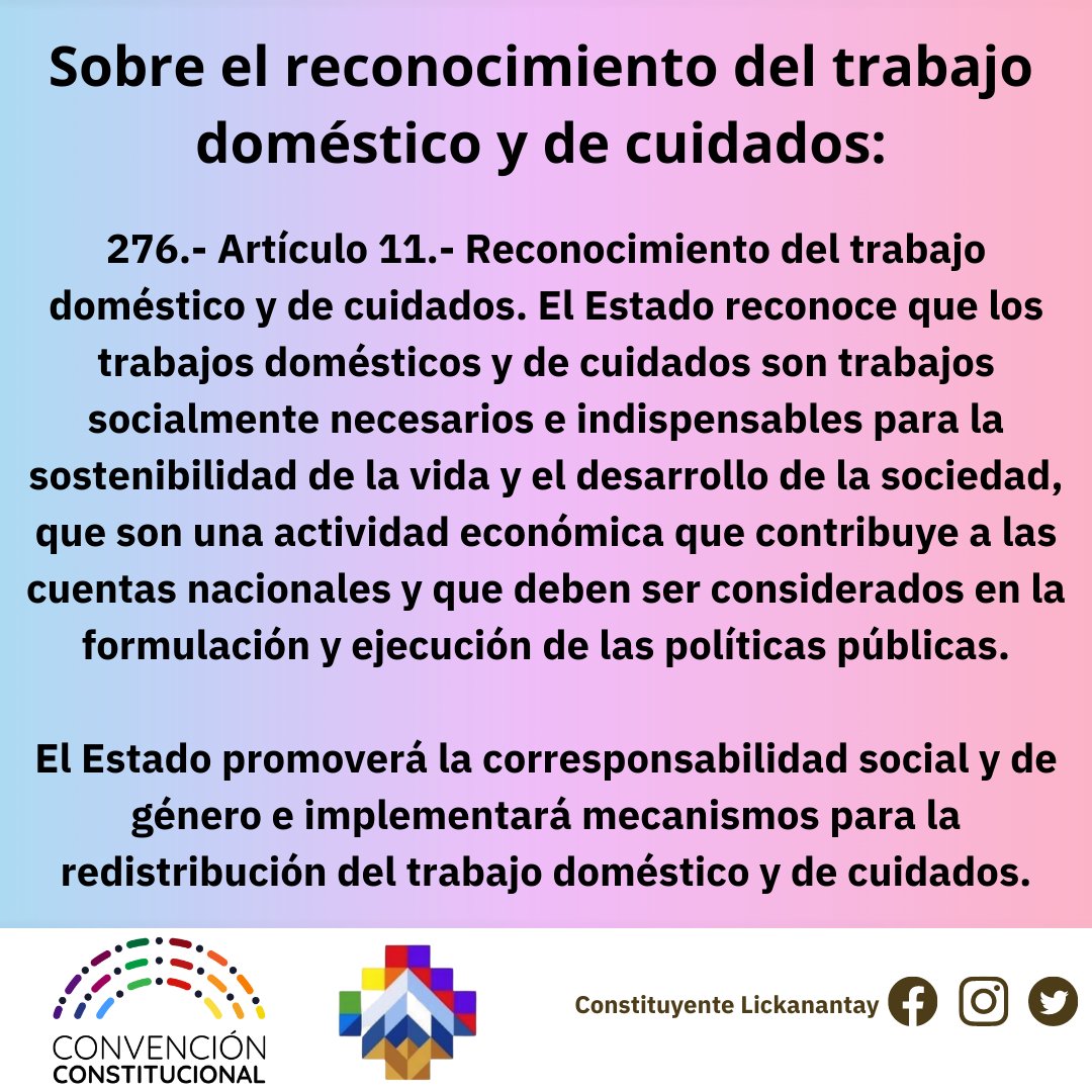 Qué dice el borrador de la nueva Constitución 🤔
Sobre el reconocimiento del trabajo doméstico y de cuidados ?
Aquí te lo cuento 👇🏾