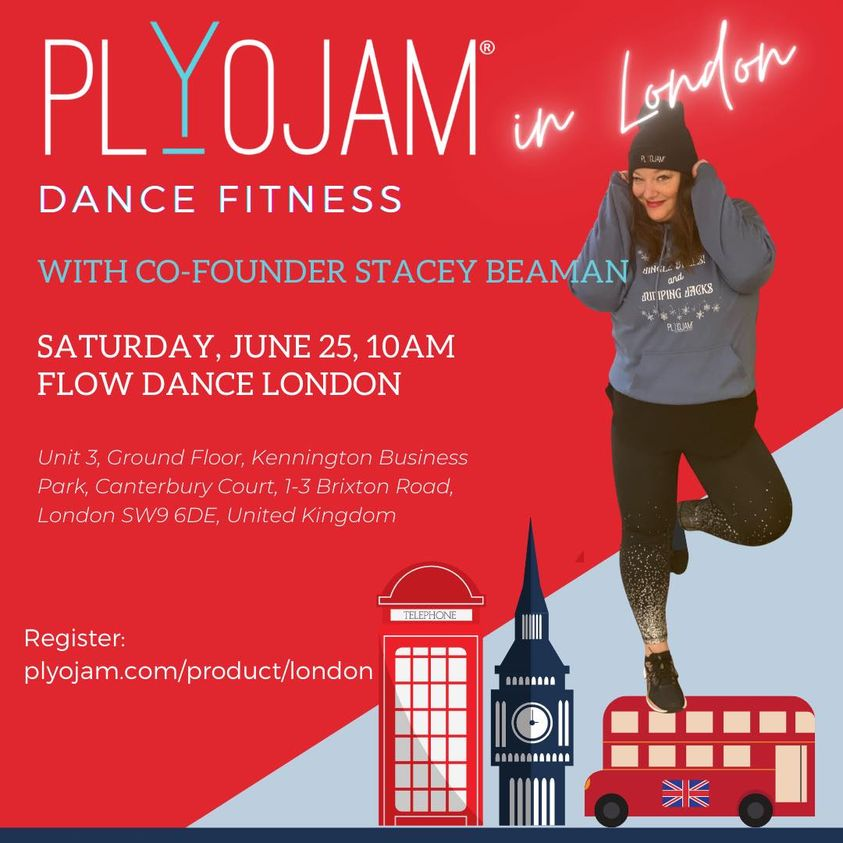 PlyoJam's tweet photo. Hey London! What ya doing on Saturday, June 25?? 
Come out and dance with Stacey Beaman at Flow Dance London!!
Register here: 
https://t.co/d4A1cRlu8C https://t.co/YyyAoY3Fji
