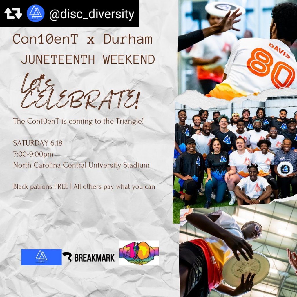 FlyersUltimate's tweet image. 🚨 The @disc_diversity Con10enT Tour is coming to Durham this Saturday! 🚨 Find more info at DiscoverDiversity.org and TriangleUltimate.org 👀