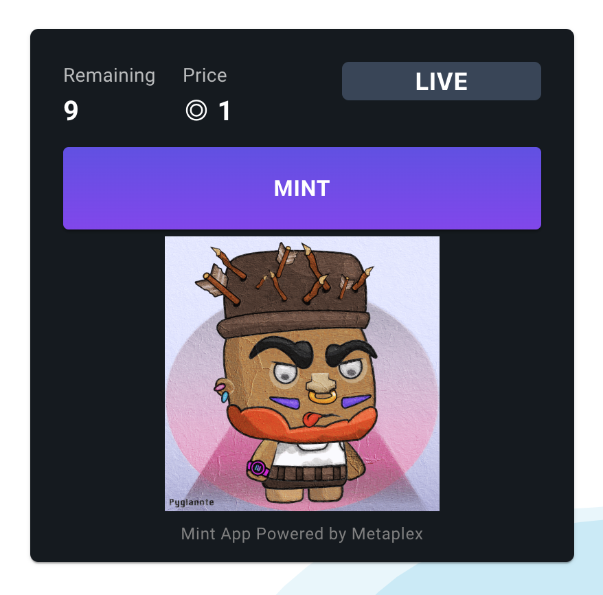 🚨Pygmies Land🚨 LAST 9 NFTs

👉 MINT IS LIVE - price 1 $SOL mint.pygmies.land

discord.gg/GqT6Ajm3Ga

#NFTs #NFT #NFTCommunitys #NFTProject #NFTMint #NFTCommunity #NFTCollector #NFTCollectors #NFTCollection $BRUSH #BRUSH #PygmiesLand #Solana #NFTProject #SolanaNFTs