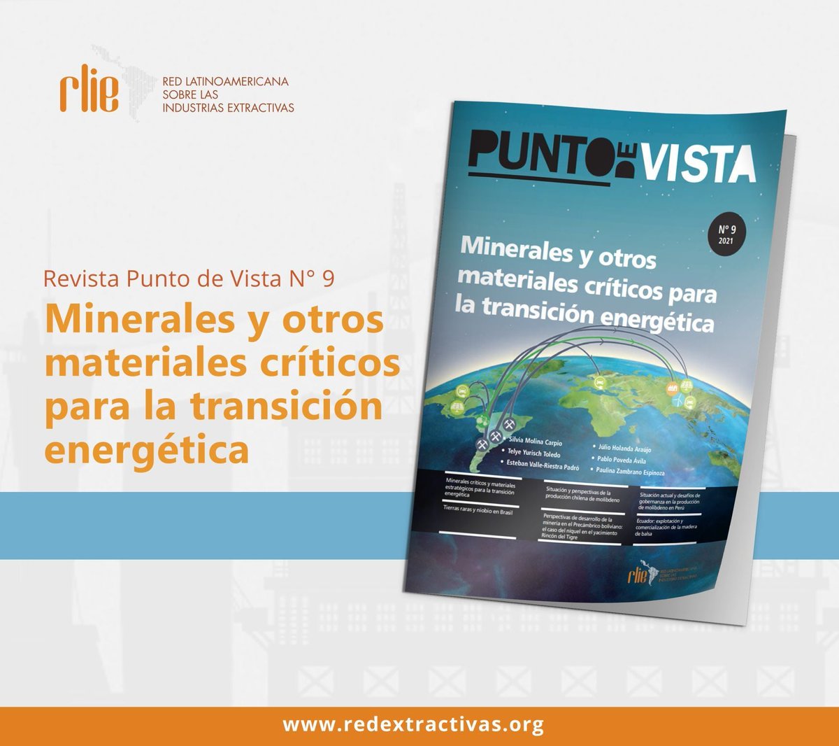 RLIE_'s tweet photo. #RLIE | #PuntoDeVista
📘 Minerales y otros materiales críticos para la transición energética
📍 Accede a la publicación: https://t.co/RJWf6laiy7
Para conocer más, te invitamos a ver: "Transición energética: ¿justa y sustentable para América Latina?":
https://t.co/Cq5Mm0lARI https://t.co/uWHL3HpKlI