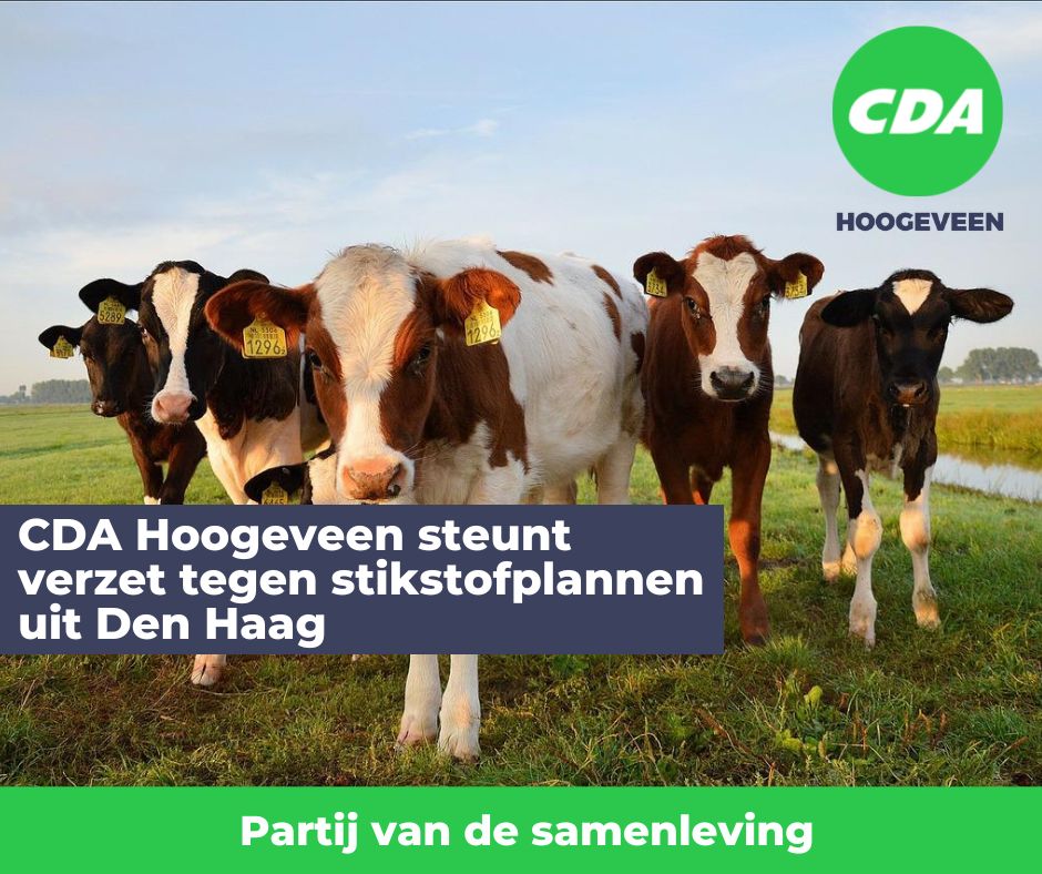 CDA Hoogeveen steunt het verzet van de CDA-statenfractie in Drenthe tegen de stikstofplannen vanuit Den Haag. De huidige stikstofplannen zullen niet alleen de agrarische sector hard raken, maar de plannen zullen ook ten koste gaan vd leefbaarheid op het platteland in zijn geheel.