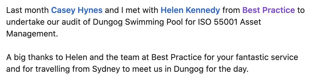 Hat's off to you Helen! 👏

Helen gets yet another great review from one of our clients. 

Great work Helen. 

#review #audit #pool #assessment #certification #standard #testimonial #employee
