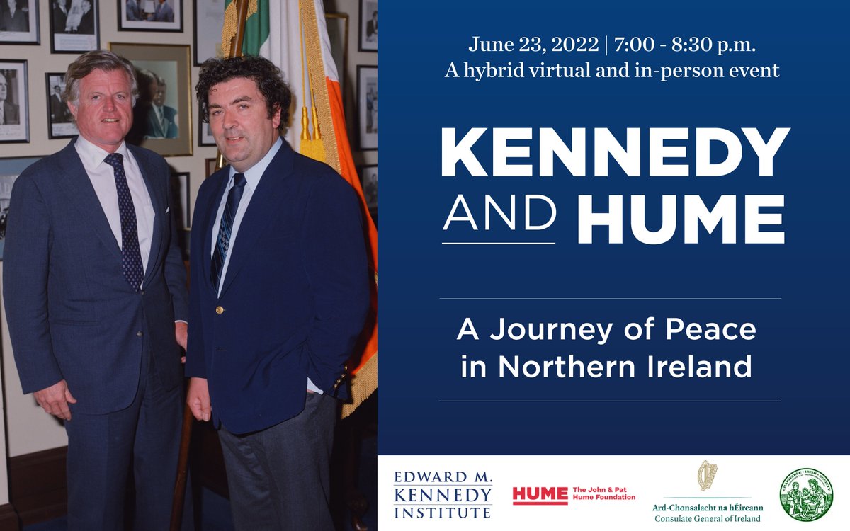 Irish Consulate Boston (@irelandboston) on Twitter photo We are honoured to partner with <a href="/EMKInstitute/">Edward M. Kennedy Institute for the U.S. Senate</a> and <a href="/humefoundation/">The John and Pat Hume Foundation</a> to host a panel discussion commemorating the profound impact of Senator Ted Kennedy and John Hume's relationship on a path to peace in Northern Ireland. (1/3) We are honoured to partner with <a href="/EMKInstitute/">Edward M. Kennedy Institute for the U.S. Senate</a> and <a href="/humefoundation/">The John and Pat Hume Foundation</a> to host a panel discussion commemorating the profound impact of Senator Ted Kennedy and John Hume's relationship on a path to peace in Northern Ireland. (1/3)
