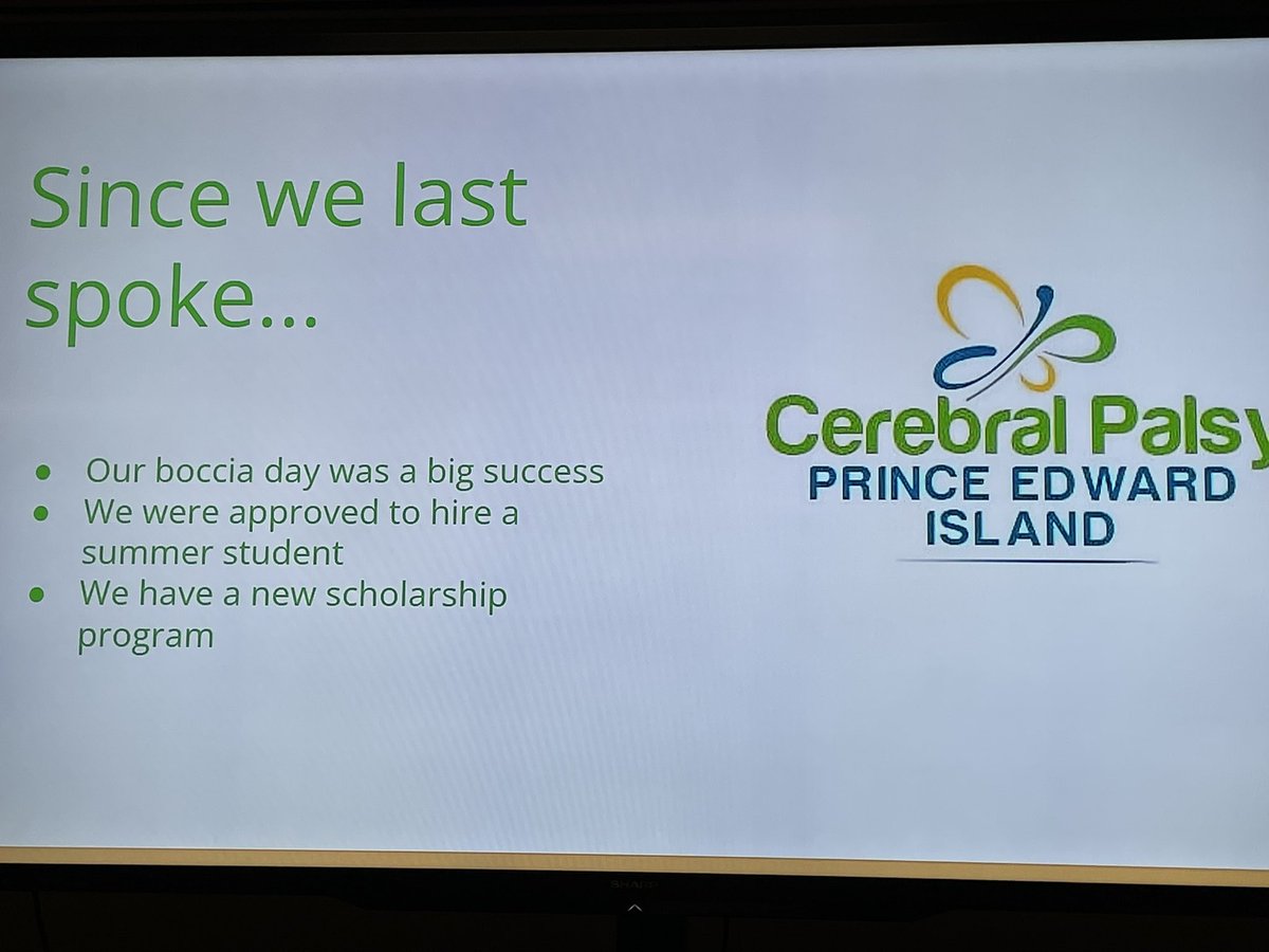 100WomenPEI's tweet photo. As the ballots are counted, Hannah and Hillary from Cerebral Palsy PEI report back on the many initiatives that the @100WomenPEI donation made possible including awarding 2 scholarship awards to those with CP and a popular bocchia event and coaching certification https://t.co/PRjjR9xFTR
