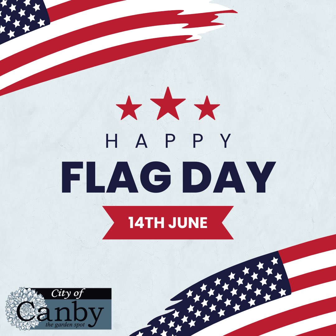 Flag Day observes the 1777 flag adoption, passed by resolution, "Resolved, That the flag of the thirteen United States be thirteen stripes, alternate red and white; that the union be thirteen stars, white in a blue field, representing a new constellation."
#flagday #cityofcanbyor