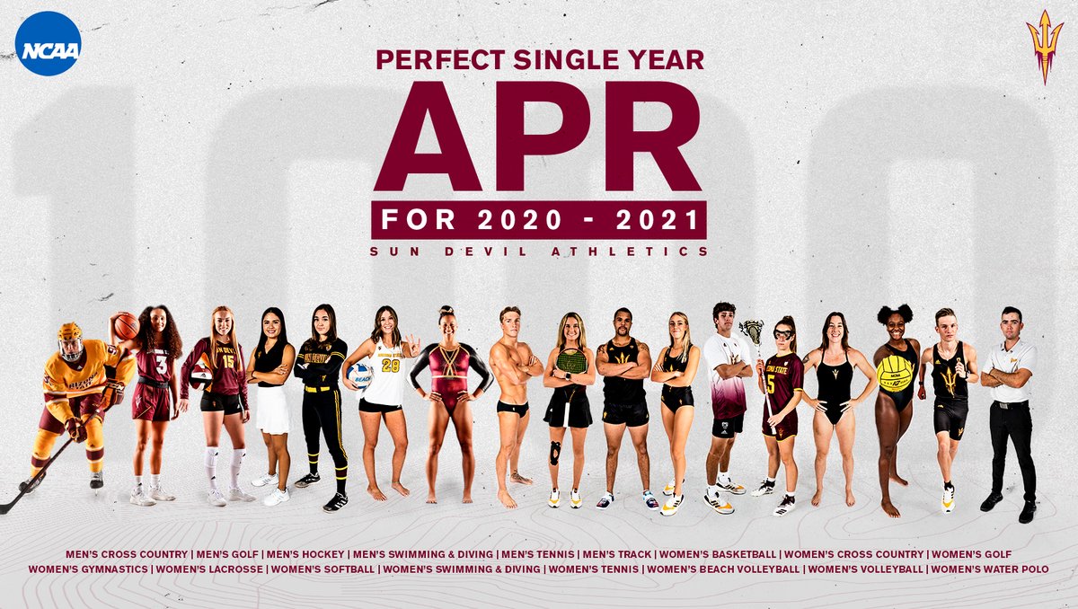 TheSunDevils's tweet photo. We had 17 of our 23 sports earn a perfect 1000 APR 👏 https://t.co/hjQFAa5Sv0