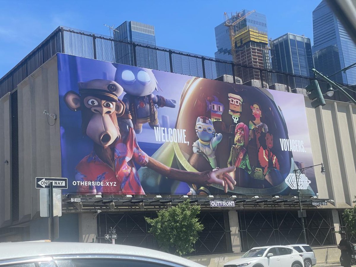 Just spotted this billboard while driving on the westside highway. Well done, <a href="/yugalabs/">Yuga Labs</a> <a href="/OthersideMeta/">Othersidemeta</a>