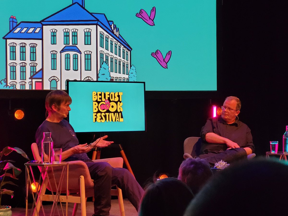 Shazzym's tweet photo. Great event @BelfastBookFest 
@Beathhigh and @BrianMcGilloway in conversation was fascinating. Looking forward to the new #Rebus https://t.co/OQ9G8FYcqX