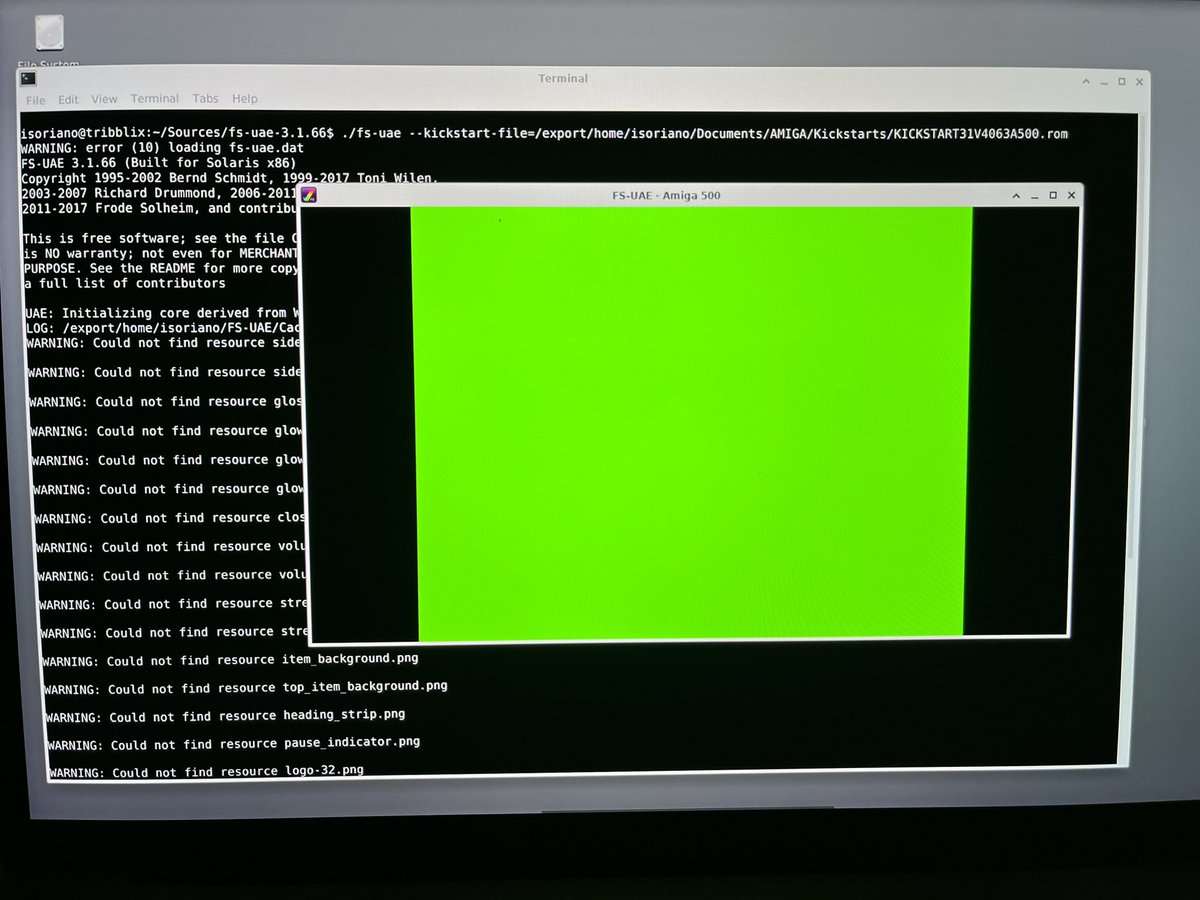 Iggi76123640's tweet photo. Yes ✌🏻 I can smell the AMIGA on #solaris TRIBfs-uae package coming soon. I know, you server guys are rolling your eyes 😂 #tribblix #openindiana #illumos #amiga #fsuae #oldskool https://t.co/zOR34eeHGQ