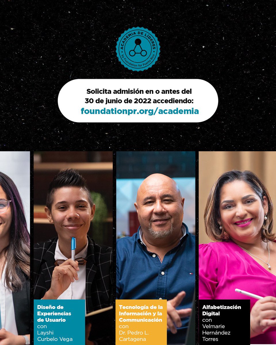 ElCentroDePR's tweet photo. ¡No pierdas esta oportunidad de capacitación personal y profesional libre de costo!

Solicita admisión a la Academia de Líderes en o antes del 30 de junio de 2022 accediendo al siguiente enlace:

https://t.co/poJTngTnam

#AcademiaDeLíderes #ElCentro #FoundationForPR https://t.co/W08mGnrZFR