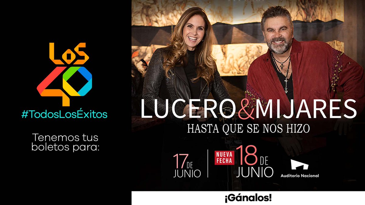 los40mx's tweet photo. Gana ahora tu boleto doble para el concierto de Lucero y Mijares en el Auditorio Nacional, sólo debes mencionar en este post la canción de ellos que quieres cantar a todo pulmón. (Los ganadores se elegirán de forma aleatoria). https://t.co/7vnNNxWSjd