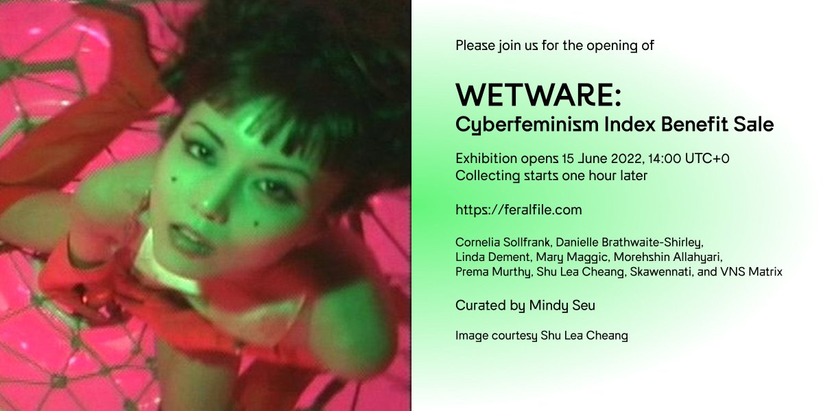Mark your calendars: WETWARE, curated by <a href="/mindyseu/">Mindy Seu</a> for #cyberfeminismindex opens tomorrow on Feral File!

Follow this thread for the full Twitter Spaces schedule... 
🧵✨