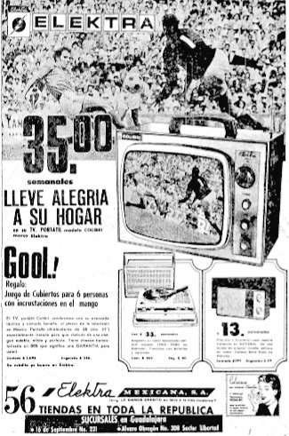 Publicidad de tiendas @ElektraMx del año 1970 con motivo de la Copa del Mundo que se jugaba en México. 📸 Hemeroteca el informador.