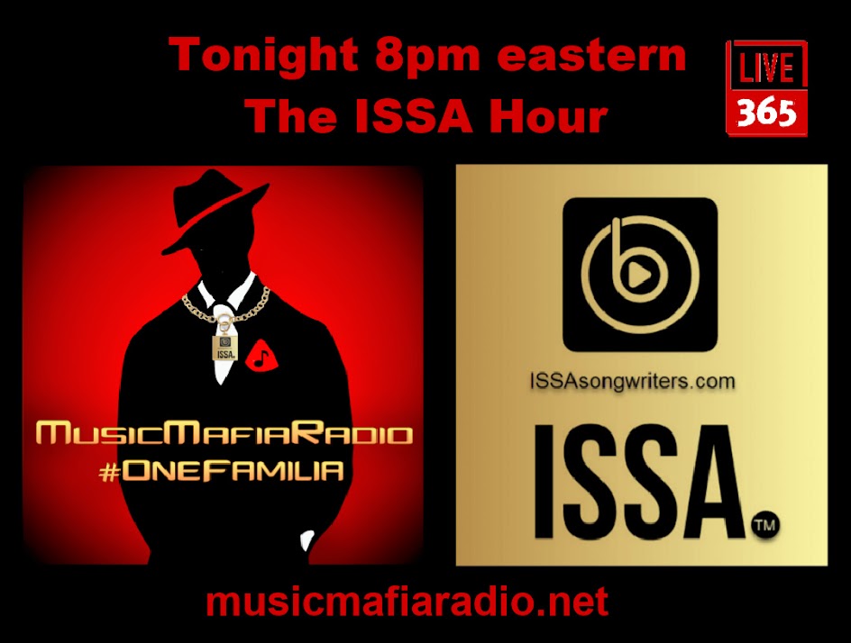 MusicMafiaRadio's tweet photo. Tune in at 8 pm ET for the #ISSAHour! 
@DebrisCozmic honors the MMR 2020 ISSA Winners in the US &amp; Intn'l categories! It's always a great time to listen to the super-talented @ISSAsongwriters! #livechat &amp; #issaparty with your #OneFamilia  🎶
🎧 https://t.co/mcXzFt2l3F https://t.co/R8AA1p6W4o