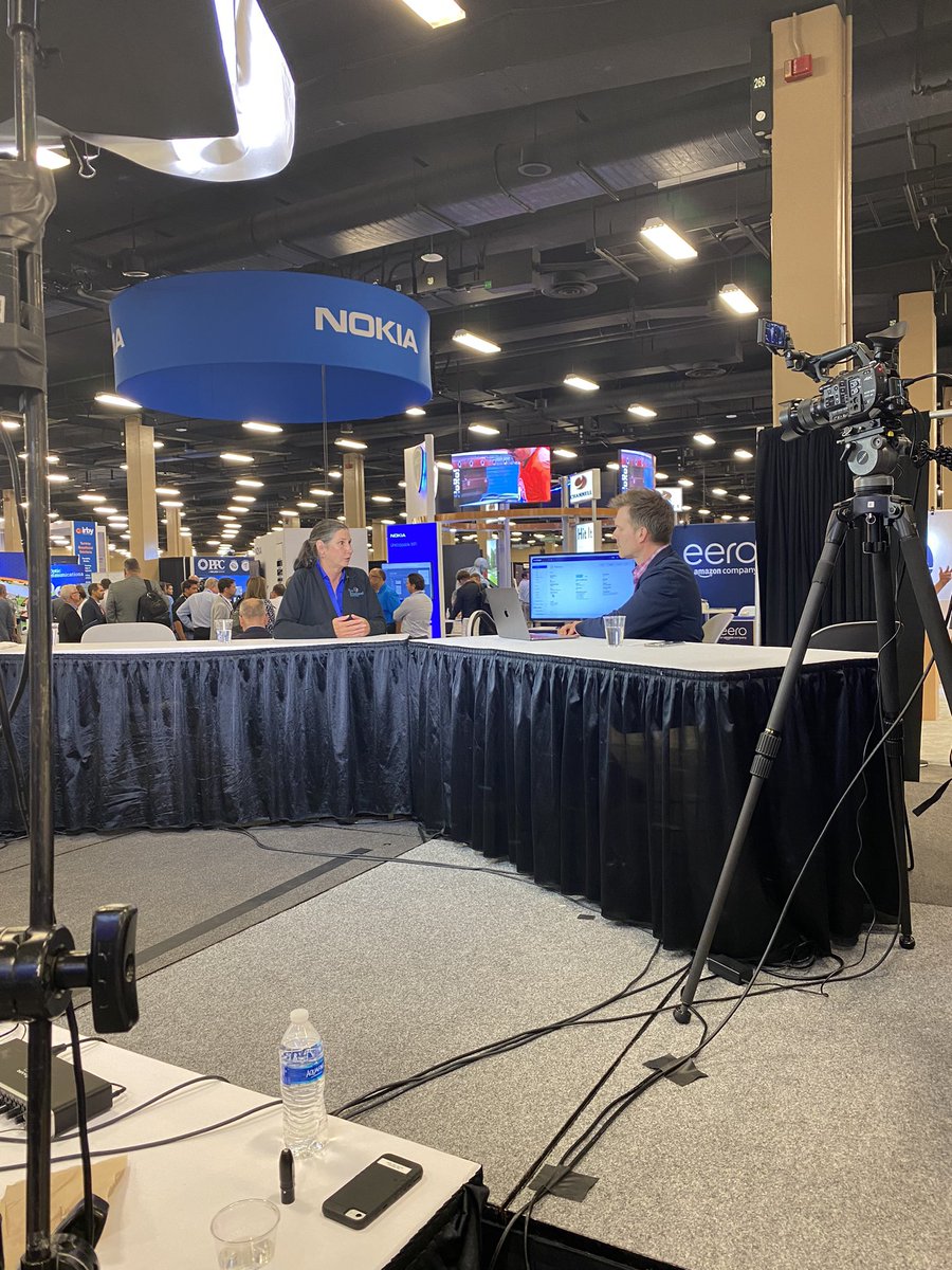 fiberbroadband's tweet photo. FBA’s VP of Research & Workforce Development Deborah Kish speaks with @Light_Reading’s @futurephil about the #fiberworkforce on the show floor at #FiberConnect2022. https://t.co/AMtUyCtw0d