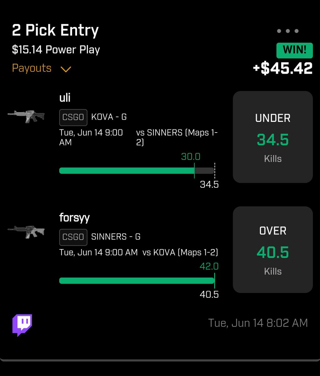 TheRealAntP's tweet photo. #PrizePicks #CSGO #DFS #eSports 
#gaming #GamblingTwitter 

7-1 in the last 2 days hopefully we can keep the streak going 🤑 https://t.co/xNM5rbHdxD