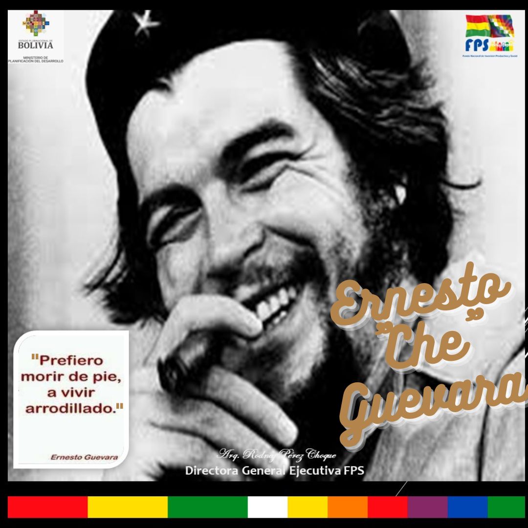 FPS_Bolivia's tweet photo. #FPSI Rendimos homenaje al líder histórico y comandante Ernesto #CheGuevara, en el 94 aniversario de su nacimiento. Su lucha contra las injusticias y por la dignidad de los pueblos, nos inspira a trabajar sin tregua por las y los más humildes. ¡Hasta la victoria siempre! https://t.co/61AsDw56wN
