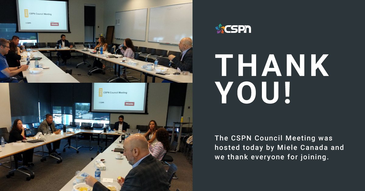 The CSPN Team was very excited to hold one of their first in-person meetings. It was great to see all the familiar faces again.  Thank you to Miele Canada for being such amazing hosts and to our council members for attending.

#councilmeeting #mycspn #cspn2022