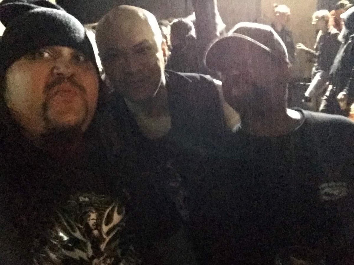 NickelsackJack's tweet photo. #TBT with @gforbid Shallow off of EarthsBlood 🦇 Such a deep cut off of my favorite GF Record.  🙌 Photo taken Backstage At #Dimebash @DocCoyle @Corforbid   #Dimebash2020 #BackBeatBBQ #GodForbid #BadWolves #DisciplesOfVerity #DimebagDarrell #VinniePaul #RideForDime #California https://t.co/T7Opp5GK2o