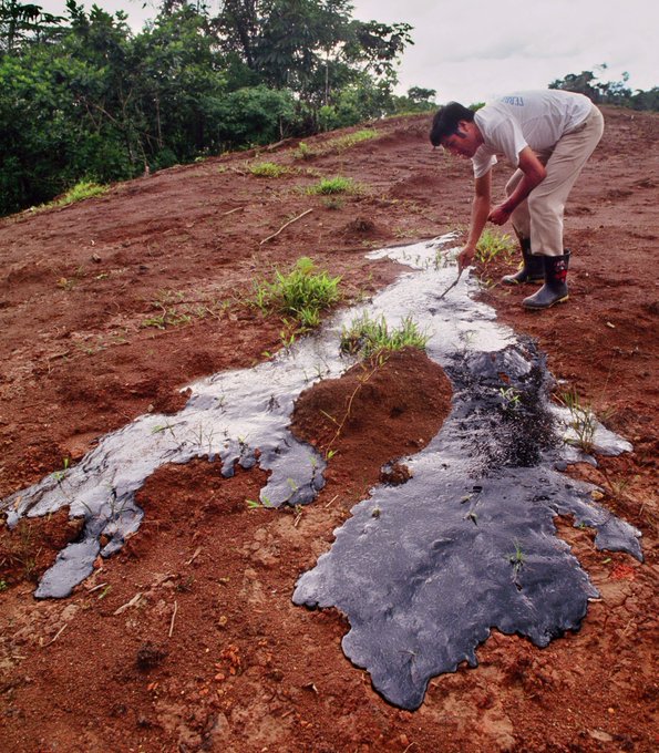 SDonziger's tweet image. AMAZON FRAUD: @Chevron claims it "cleaned" some of its 1,000 unlined waste pits in Ecuador by running dirt over the toxic sludge — sort of like treating cancer with a band-aid. People live on these mounds thinking they are safe. Criminal. 

Chevron: pay to clean up your poison.