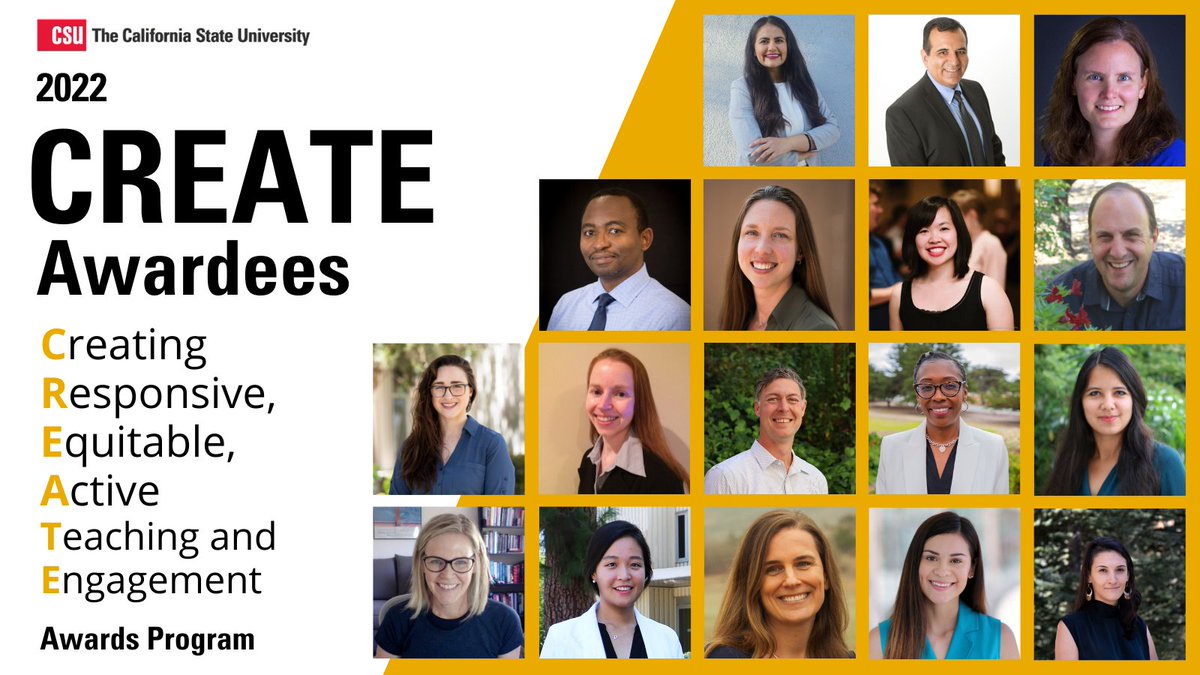 At each of the CSU campuses, exceptional faculty are advancing student success and closing equity gaps by transforming the student experience.

Meet the CREATE awardees who proposed innovative projects that help reach the CSU’s #GradInitiative2025 goals: bit.ly/3b1i23b