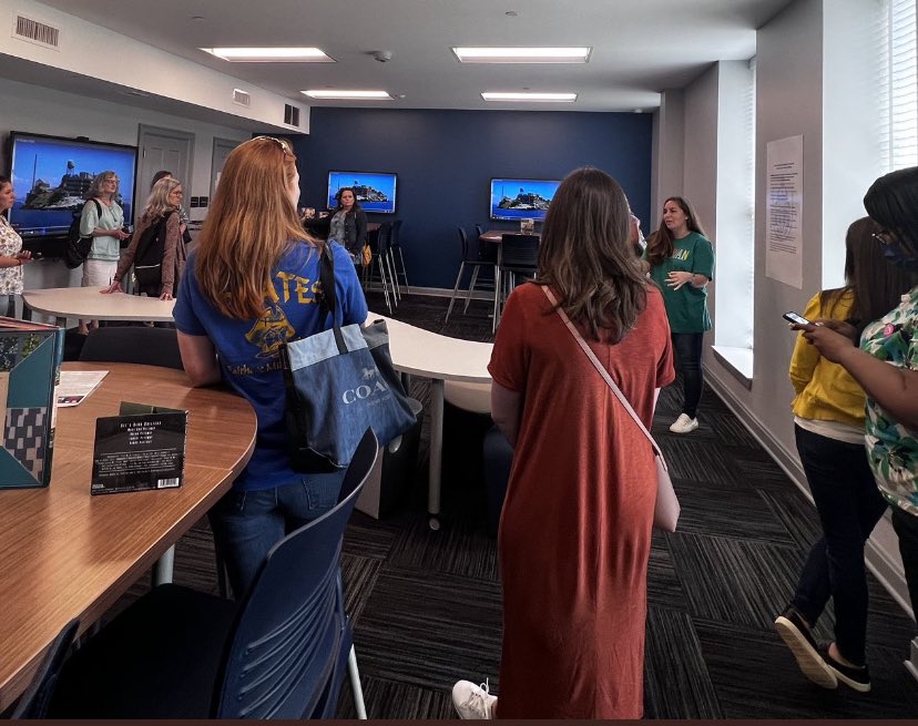 MAPcreations's tweet photo. Today I got to show off our beautiful @BartonAcademy library spaces to other superheroes, AKA school librarians, at the #ASLA22 summer conference! It was wonderful! Thanks to all who came. https://t.co/YIK02FTS9b