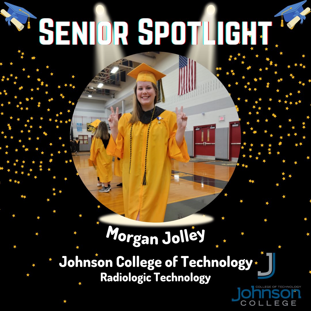 We are celebrating Morgan Jolley today! She will be attending Johnson College of Technology to study Radiologic Technology and Diagnostic Medical Sonography to become an X-ray technician.